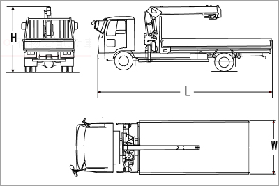 ユニック №5335 3ｔU 車両諸元寸法図