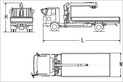 ユニック№835　4ｔU　車両諸元寸法図